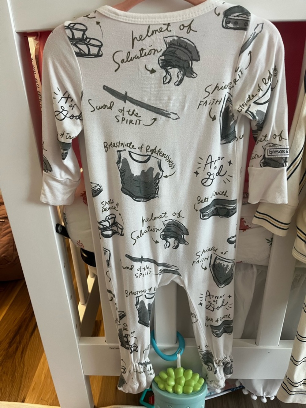 Holy Pals Armor of God Print Footie pajamas
